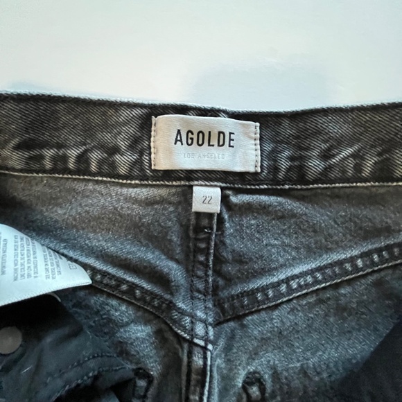 Agolde 90’s Pinch Waist High-Rise Straight Jeans Black Tea Color Size 22 Waist - Picture 6 of 12
